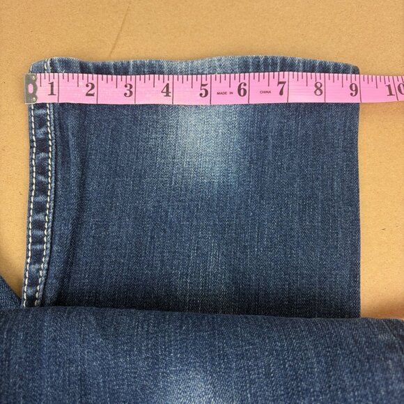 Miss Me Easy Boot Bling Flap Pocket Jeans Womens 30 Medium Wash Blue JE566ZER - Picture 8 of 11